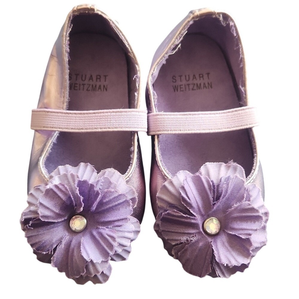 Stuart Weitzman Purple Baby Bud Flower Fancy Dress Shiny Baby Infant Shoe Size 3